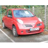 2007 Nissan Micra Initia Auto 3 door hatchback in red. Reg No: DN56 PLV. 1240cc petrol engine.