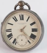 Large & heavy silver pocket watch by CEH Goodwin, Hanley. Fusee movement, case, dial & glass in good