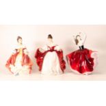 Royal Doulton lady figures to include Karen HN2388, Southern Belle HN2229 and Sara HN2265 (3)