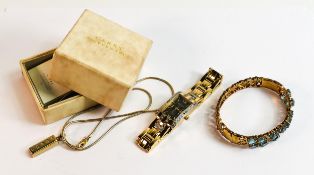 Hallmarked sterling silver (gilt) ingot & chain, sterling silver gilt filigree bracelet and ladies