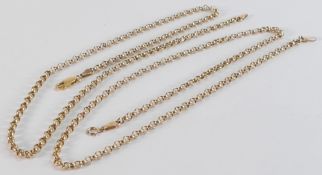 Two 9ct gold belcher link neck chains, gross weight 7.91g. Each measuring 46.5cm.