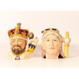 Royal Doulton Small Limited Edition Character Jugs King Edward VII d6923 & Queen Victoria D6913(2)