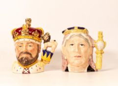Royal Doulton Small Limited Edition Character Jugs King Edward VII d6923 & Queen Victoria D6913(2)