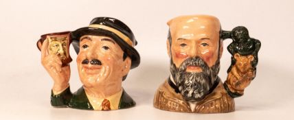 Royal Doulton small character jugs The Collector D6906 & George Tinworth D7000(2)