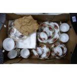 Royal Albert Old Country Rose patterned 20 piece tea set together with matching 2 tier cake stand