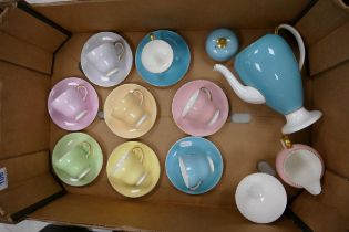 Wedgwood Harlequin coffee set to include 8 cups & saucers, coffee pot, cream jug and sugar bowl (
