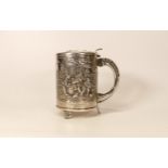 Danish Silver Plated Tankard with embossed decoration, height 12cm