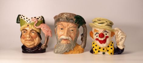 Royal Doulton large character jugs Robinson Crusoe D6532, Ugly Duchess D6599 & The Clown D6834(3)