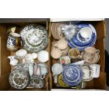 A mixed collection of items to include Old Willow pattern dinner ware, Adams cups & Saucer, Royal