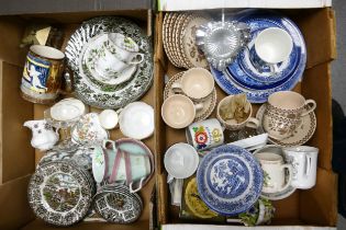 A mixed collection of items to include Old Willow pattern dinner ware, Adams cups & Saucer, Royal