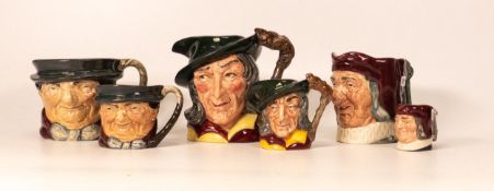 Royal Doulton small & miniature character jugs Pied Piper D6462 & D6514, Tony Weller & Simon