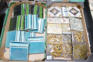 A collection of Art Nouveau & similar earthenware tiles (2 trays)