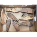A collection of Wood and Cast Iron shoe lasts etc