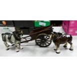 Melba Ware & Similar large ceramic shire horse figures & matching carriage(3)