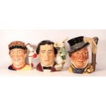 Royal Doulton large character jugs Lewis Carroll D7096, The Juggler D6835 & Mr Micawber D7040 (