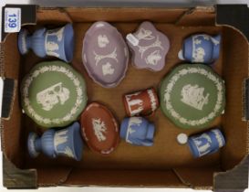 A collection of Multicolour Wedgwood Jasperware including Terracotta , Lilac, Sage Green & Blue