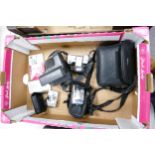 A collection of vintage cameras to include Canon Ixus II, Polaroid 636, Canon Prima Super 130 &