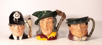 Royal Doulton large character jugs Pied Piper D6403, The London Bobby D6744 & Tony Weller(3)