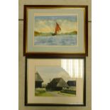 Two Framed Watercolours of The Norfolk Broads, largest 41.5 x 51cm