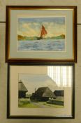 Two Framed Watercolours of The Norfolk Broads, largest 41.5 x 51cm