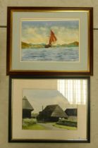 Two Framed Watercolours of The Norfolk Broads, largest 41.5 x 51cm