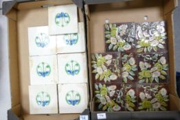 A collection of Art Nouveau & similar earthenware tiles (2 trays)