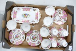 Royal Albert Lady Carlyle pattern tea ware including side plates, cups & sandwich tray