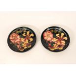 Moorcroft Oberon patterned dishes, diameter 12cm(2)