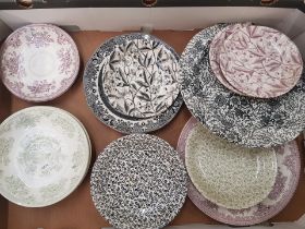 A collection of burleigh ware decorative wall plates and saucers