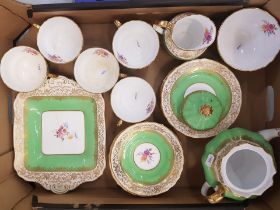 Spode Ruskin pattern tea set consisting of a Teapot, 5 cups, 6 saucers, 6 side plates, milk/