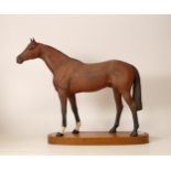 Beswick Large Matt Racehorse on Wooden Plinth 701