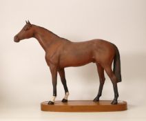 Beswick Large Matt Racehorse on Wooden Plinth 701