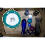 A mixed collection of items to include Mid Century Glass ware & brass mounted Western Germany Floral