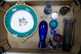 A mixed collection of items to include Mid Century Glass ware & brass mounted Western Germany Floral