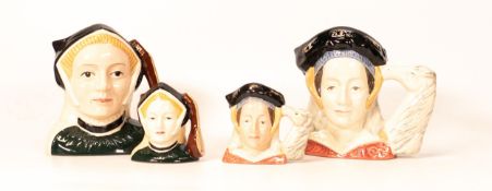 Royal Doulton Small & Miniature character jugs Jane Seymour D6748 & D6747 , Anne of Cleves D6753 &