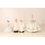 Royal Doulton Lady Figures to include First Dance Hn2803 , Bridesmaid Hn2196 , Bedtime Hn1978 &