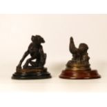 After Christophe Fratin Bronze Sculpture of Hound, height 15cm together with similar figure of