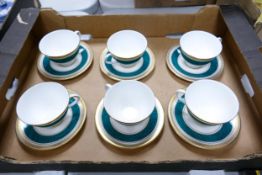 Royal Doulton Kensington Jade Patterned Cups & Saucers