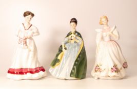 Royal Doulton Lady Figures Christening Day Hn3210(overpainted by vendor), Gillian Hn3742 & Premier