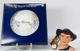Royal Doulton intermediate character jug Tom Sawyer international collectors club D7187 together