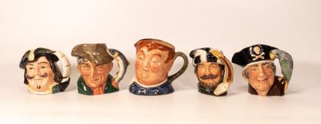 Royal Doulton Small Character Jugs to include Capt Henry Morgan D6469, Fat Boy, Poacher D6464,