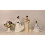 Royal Doulton lady figures Margaret HN2397, Andrea HN3058, Wedding Morn HN3853 together with a