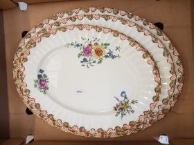 Royal Worcester reproduction Caroline pattern oval platters to include 2 medium size, 1 large & 1 XL