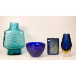 Mid Century Art Glass items to include Isle of Wight Vase, larger Italian Glass Vase etc , tallest