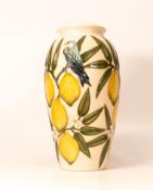 Moorcroft Finches and Lemon lampbase. Height 26cm ( A/F)