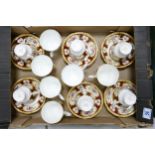 Royal Albert Lady Hamilton patterned cups & saucers, six larger cups without saucers