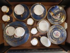 Quality fine bone china teaware items (unmarked) in the style of Minton consisting of 12 Trios,