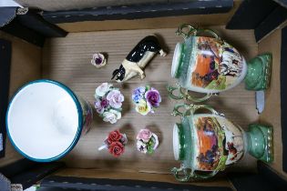 A mixed collection of items to include pair of Trophy jars decorated with cattle, Portuguese hand