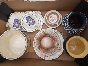 A mixed collection of ceramic items to include Jersey pottery company planter and bowl, studio