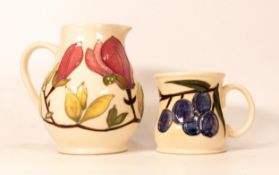 Moorcroft Magnolia on cream jug together with a 1988 year mug (2)